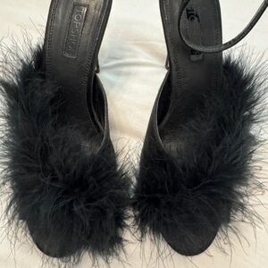 Topshop Black Feather Embellished Heels